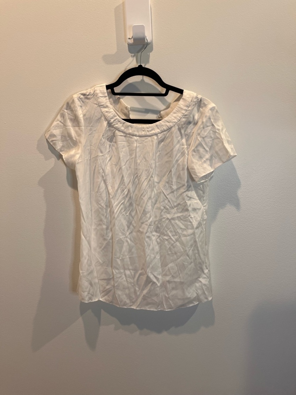Boden White Short Sleeve Scoop-Neck Blouse